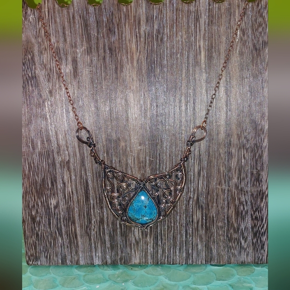Wire Wrapped Turquoise Necklace - Picture 2 of 5